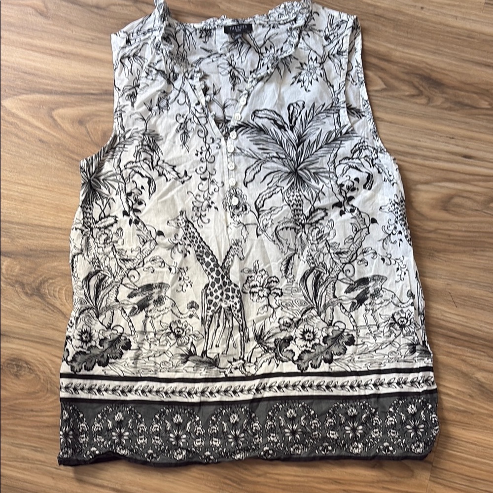 Talbots Black and White Graphic Sleeveless Tank